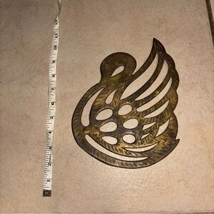 Vintage Mid-Century Modern Brass Swan Trivet Hot Plate Counter Protector